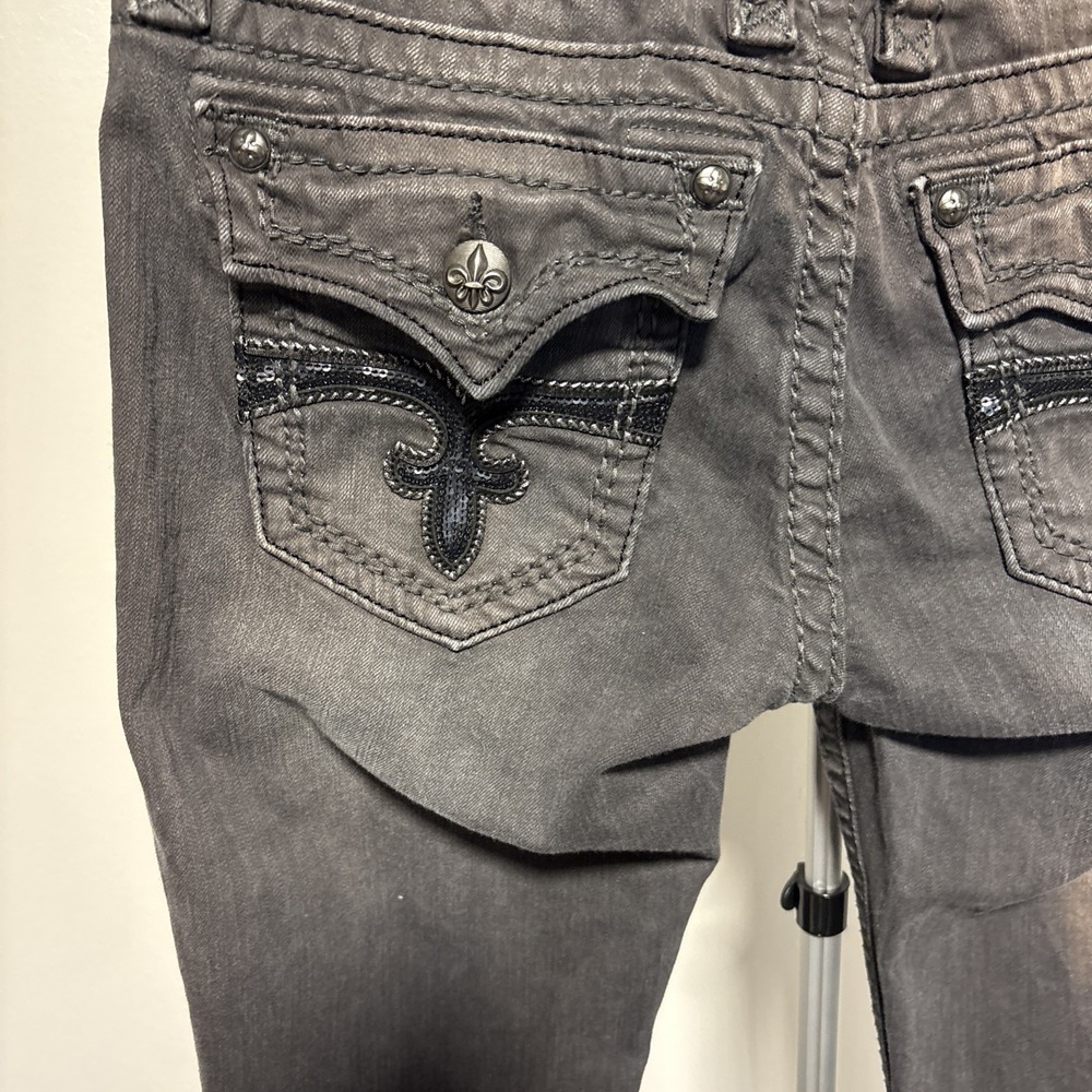 Rock Revival Celine Skinny faded charole Size 29 Stretch Silver Bling Selvage - Picture 6 of 11